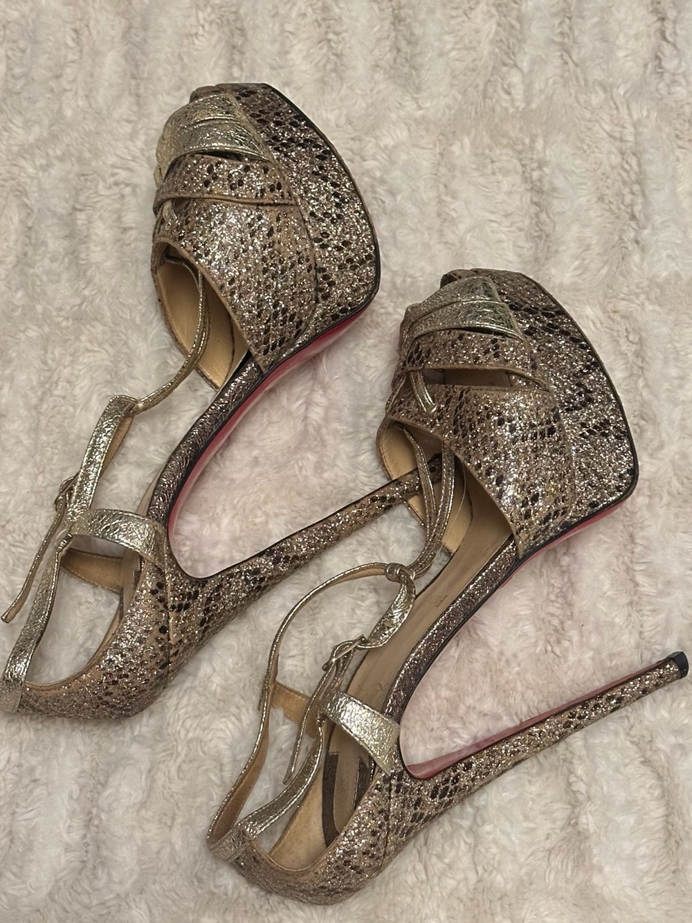 Christian Louboutin Glennalta snakeskin T-strap heels